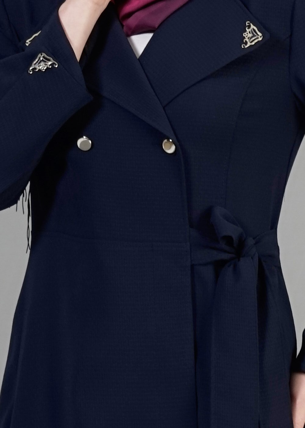 Tesettür giyim LACİVERT T 1479 Petek Tesettür Pardesü-Alv Fashion