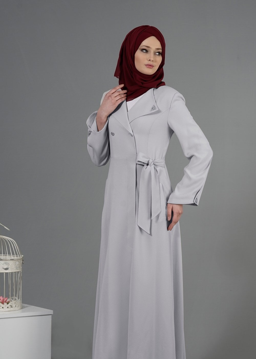 Tesettür giyim BEJ T 1479 Petek Tesettür Pardesü-Alv Fashion