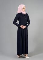 Tesettür giyim LACİVERT T 1480 Elite Pardesü-Alv Fashion