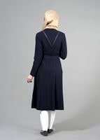 Tesettür giyim LACİVERT T 1484 Petek Trench-Alv Fashion