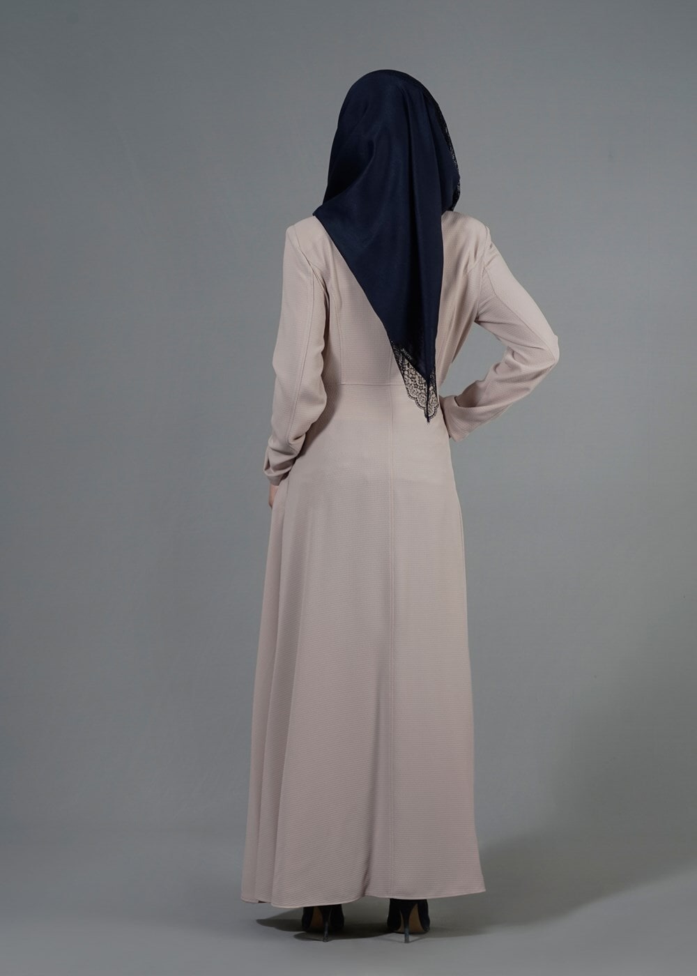 Tesettür giyim BEJ T 1487 Petek Pardesü-Alv Fashion