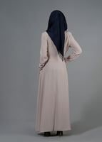 Tesettür giyim BEJ T 1487 Petek Pardesü-Alv Fashion