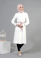 Tesettür giyim PUDRA T 1498 Dulce Tesettür Trench-Alv Fashion