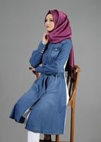 Tesettür giyim LACİVERT T 1501 Noura Trench-Alv Fashion