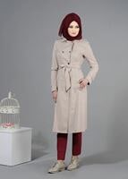 Tesettür giyim BEJ T 1506 Crista Tesettür Trench-Alv Fashion