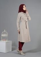 Tesettür giyim BEJ T 1506 Crista Tesettür Trench-Alv Fashion