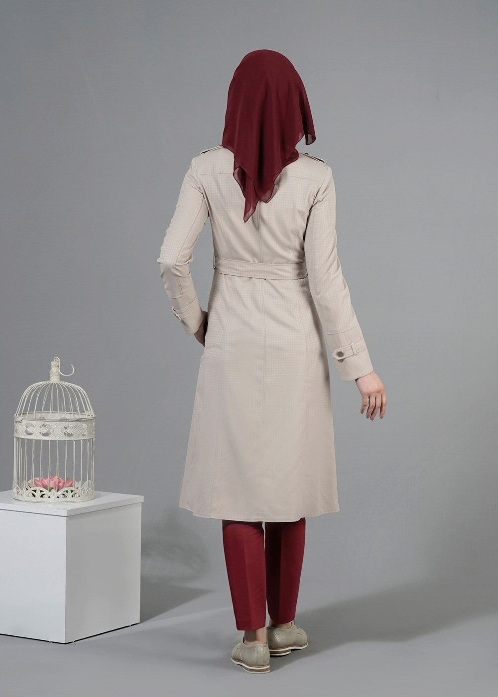 Tesettür giyim BEJ T 1506 Crista Tesettür Trench-Alv Fashion
