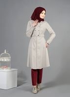 Tesettür giyim BEJ T 1507 Crista Trench-Alv Trench