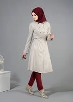 Tesettür giyim BEJ T 1507 Crista Trench-Alv Trench