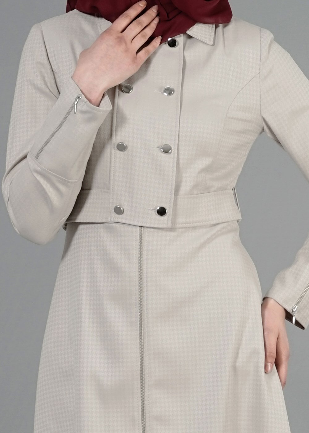 Tesettür giyim BEJ T 1507 Crista Trench-Alv Trench