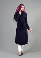 Tesettür giyim LACİVERT T 1538 Sheraton Tesettür Trench-Alv Fashion