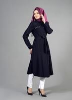 Tesettür giyim LACİVERT T 1538 Sheraton Tesettür Trench-Alv Fashion