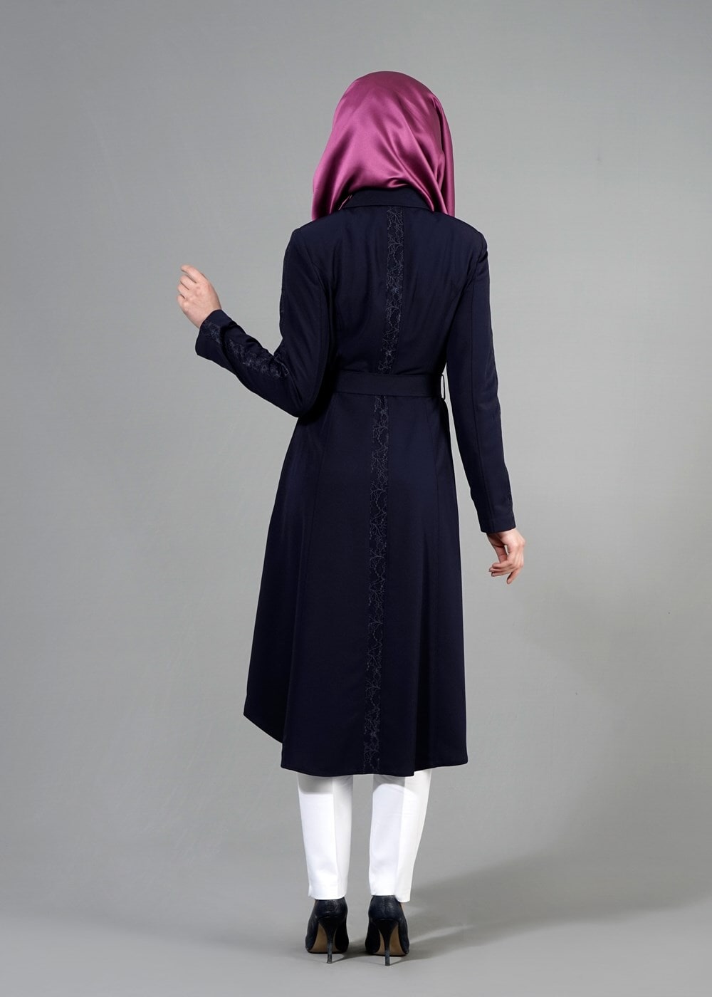 Tesettür giyim LACİVERT T 1538 Sheraton Tesettür Trench-Alv Fashion