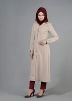 Tesettür giyim BEJ T 1542 Farah Tesettür Trench-Alv Fashion