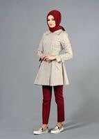 Tesettür giyim BEJ T 1552 Soraya Tesettür Trench-Alv Fashion