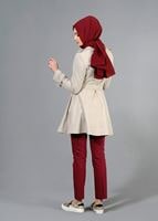 Tesettür giyim BEJ T 1552 Soraya Tesettür Trench-Alv Fashion