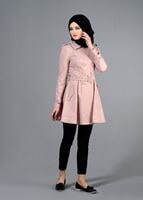Tesettür giyim PUDRA T 1552 Soraya Tesettür Trench-Alv Fashion