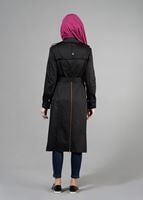 Tesettür giyim SİYAH T 1553 Peren Tesettür Trench-Alv Fashion