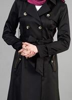 Tesettür giyim SİYAH T 1553 Peren Tesettür Trench-Alv Fashion