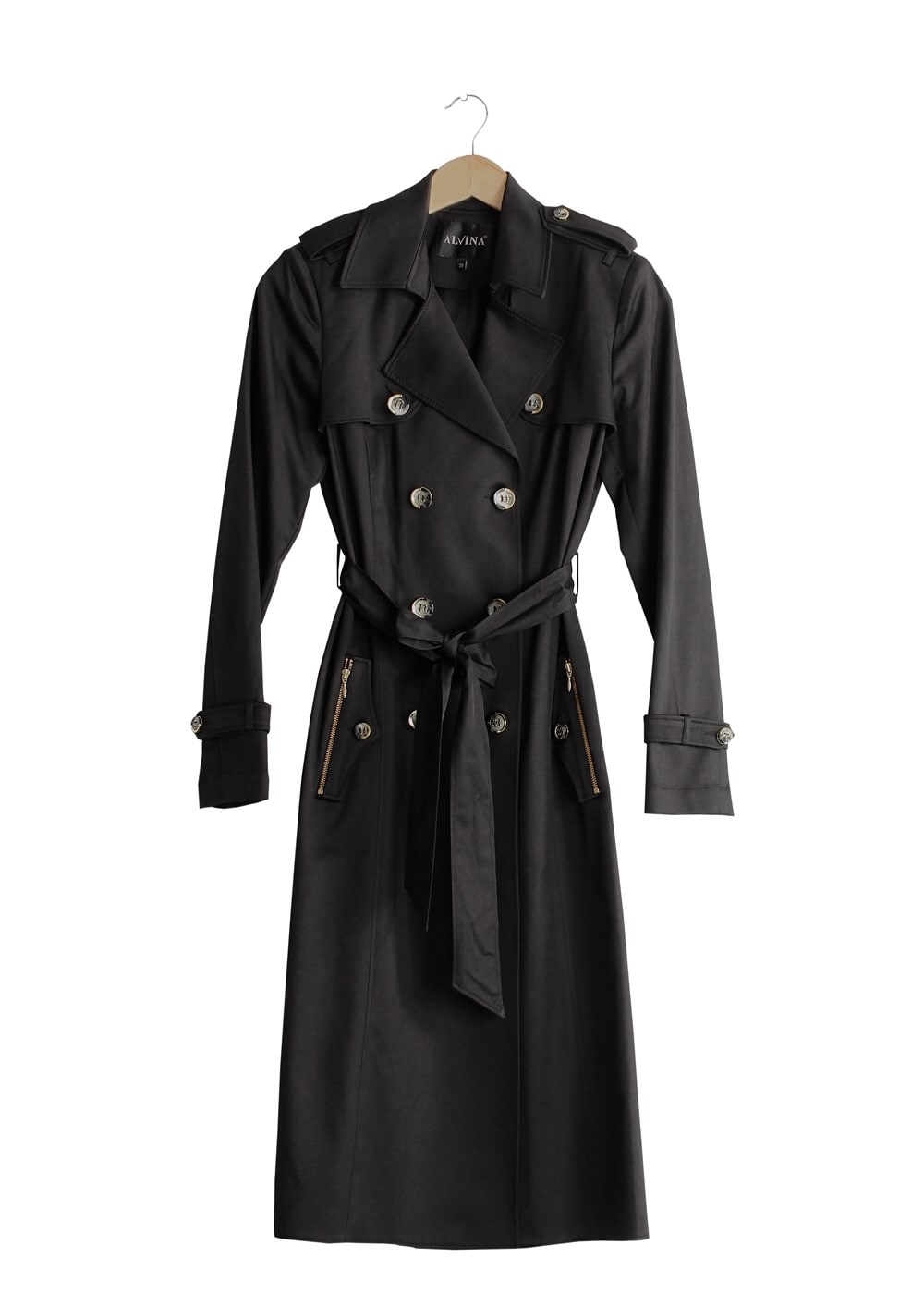 Tesettür giyim SİYAH T 1553 Peren Tesettür Trench-Alv Fashion