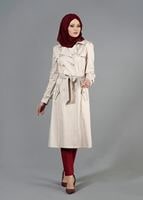 Tesettür giyim BEJ T 1553 Peren Tesettür Trench-Alv Fashion