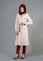 Tesettür giyim BEJ T 1553 Peren Tesettür Trench-Alv Fashion