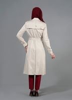 Tesettür giyim BEJ T 1553 Peren Tesettür Trench-Alv Fashion