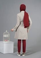 Tesettür giyim BEJ T 1554 Soraya Tesettür Trench-Alv Fashion