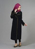 Tesettür giyim SİYAH T 1567 Uvertur Tesettür Trench-Alv Fashion