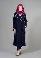 Tesettür giyim LACİVERT T 1567 Uvertur Tesettür Trench-Alv Fashion
