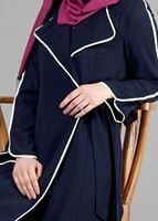 Tesettür giyim LACİVERT T 1567 Uvertur Tesettür Trench-Alv Fashion