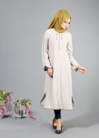 Tesettür giyim BEJ T 1570 Uvertur Tesettür Trench-Alv Fashion
