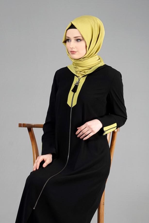 Hijab clothing  T 1577 Sufle Tesettür Pardesü-Alv Fashion - TRENDTESETTÜR