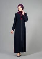 Tesettür giyim LACİVERT T 1577 Sufle Tesettür Pardesü-Alv Fashion