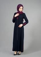 Tesettür giyim LACİVERT T 1577 Sufle Tesettür Pardesü-Alv Fashion