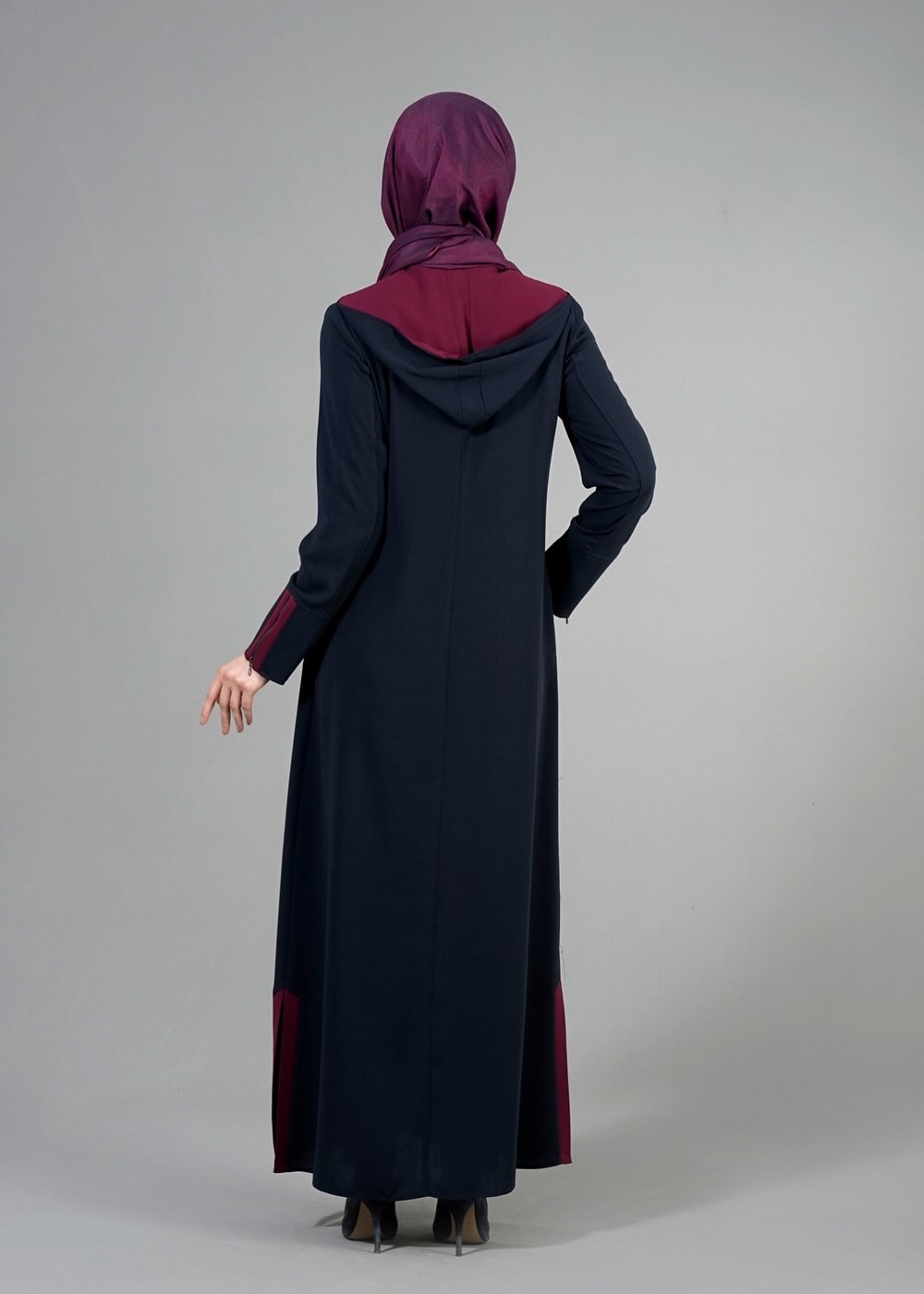 Tesettür giyim LACİVERT T 1577 Sufle Tesettür Pardesü-Alv Fashion