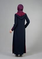 Tesettür giyim LACİVERT T 1577 Sufle Tesettür Pardesü-Alv Fashion