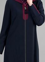 Tesettür giyim LACİVERT T 1577 Sufle Tesettür Pardesü-Alv Fashion