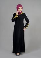 Tesettür giyim SİYAH T 1578 Sufle Tesettür Pardesü-Alv Fashion