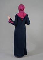 Tesettür giyim LACİVERT T 1578 Sufle Tesettür Pardesü-Alv Fashion