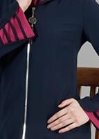 Tesettür giyim LACİVERT T 1578 Sufle Tesettür Pardesü-Alv Fashion