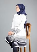 Tesettür giyim KREM T 1579 Farah Tesettür Trench-Alv Fashion