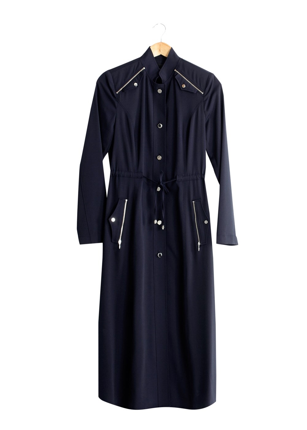 Tesettür giyim LACİVERT T 1518-1 Ekose Trench-Alv Fashion