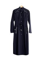 Tesettür giyim LACİVERT T 1518-1 Ekose Trench-Alv Fashion