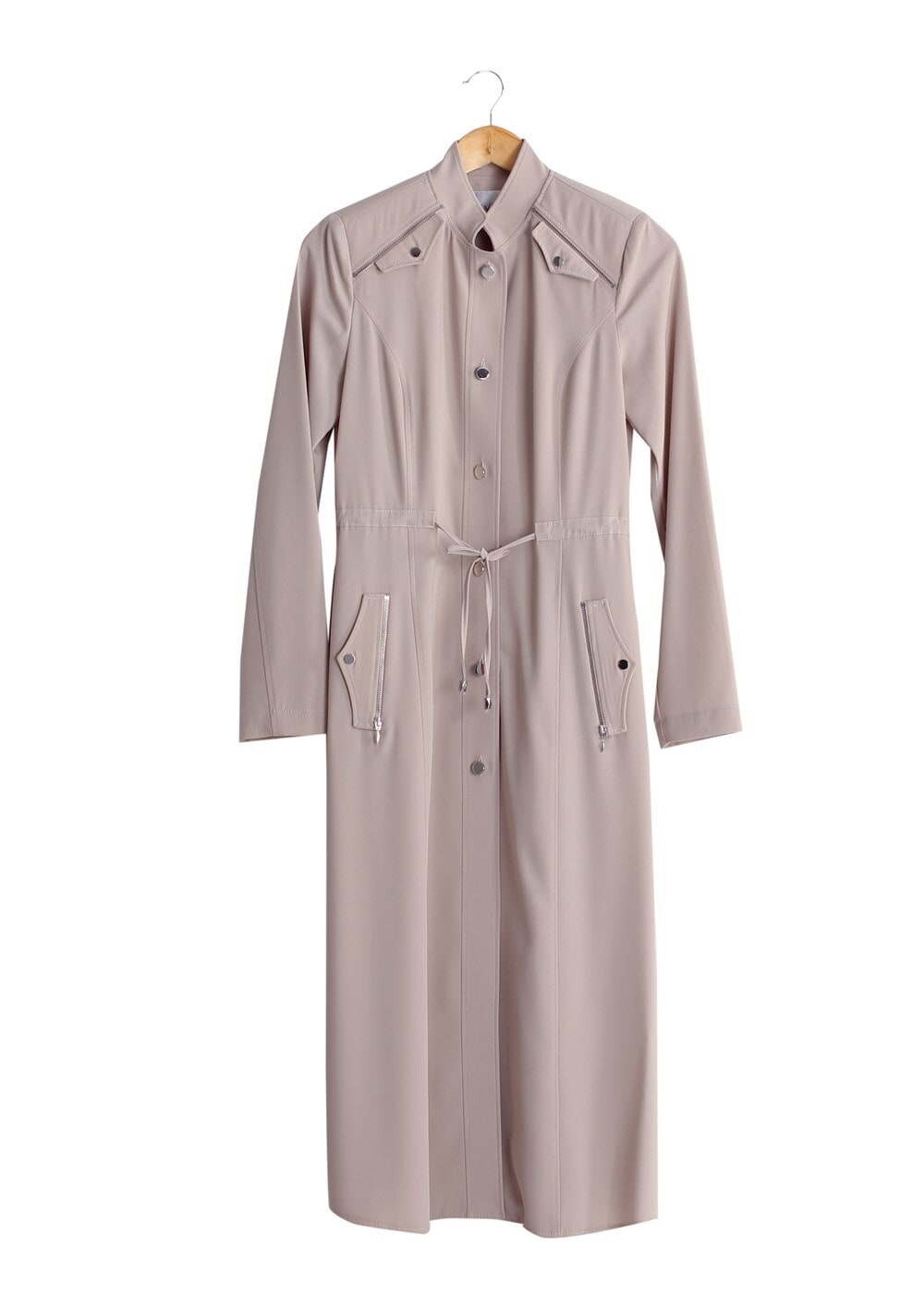 Tesettür giyim BEJ T 1518-1 Ekose Trench-Alv Fashion