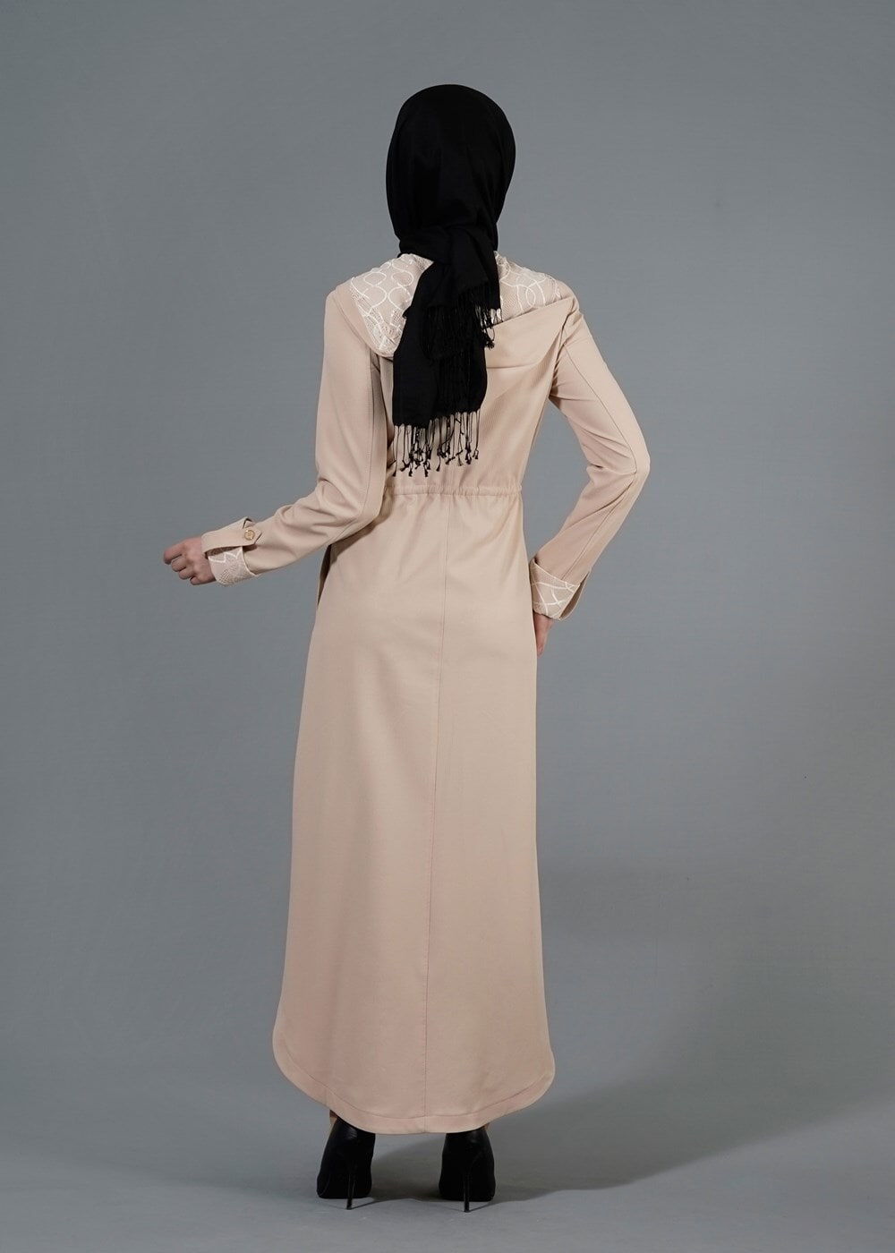 Tesettür giyim BEJ T 1452 Masal Tesettür Pardesü-Alv Fashion