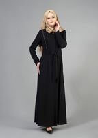 Tesettür giyim SİYAH T 1485 Nazenin Tesettür Pardesü-Alv Fashion