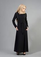 Tesettür giyim SİYAH T 1485 Nazenin Tesettür Pardesü-Alv Fashion