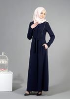 Tesettür giyim LACİVERT T 1485 Nazenin Tesettür Pardesü-Alv Fashion