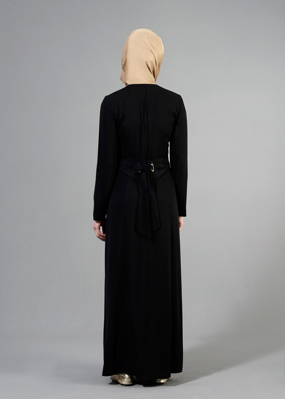 Tesettür giyim SİYAH T 1541 Farah Tesettür Pardesü-Alv Fashion